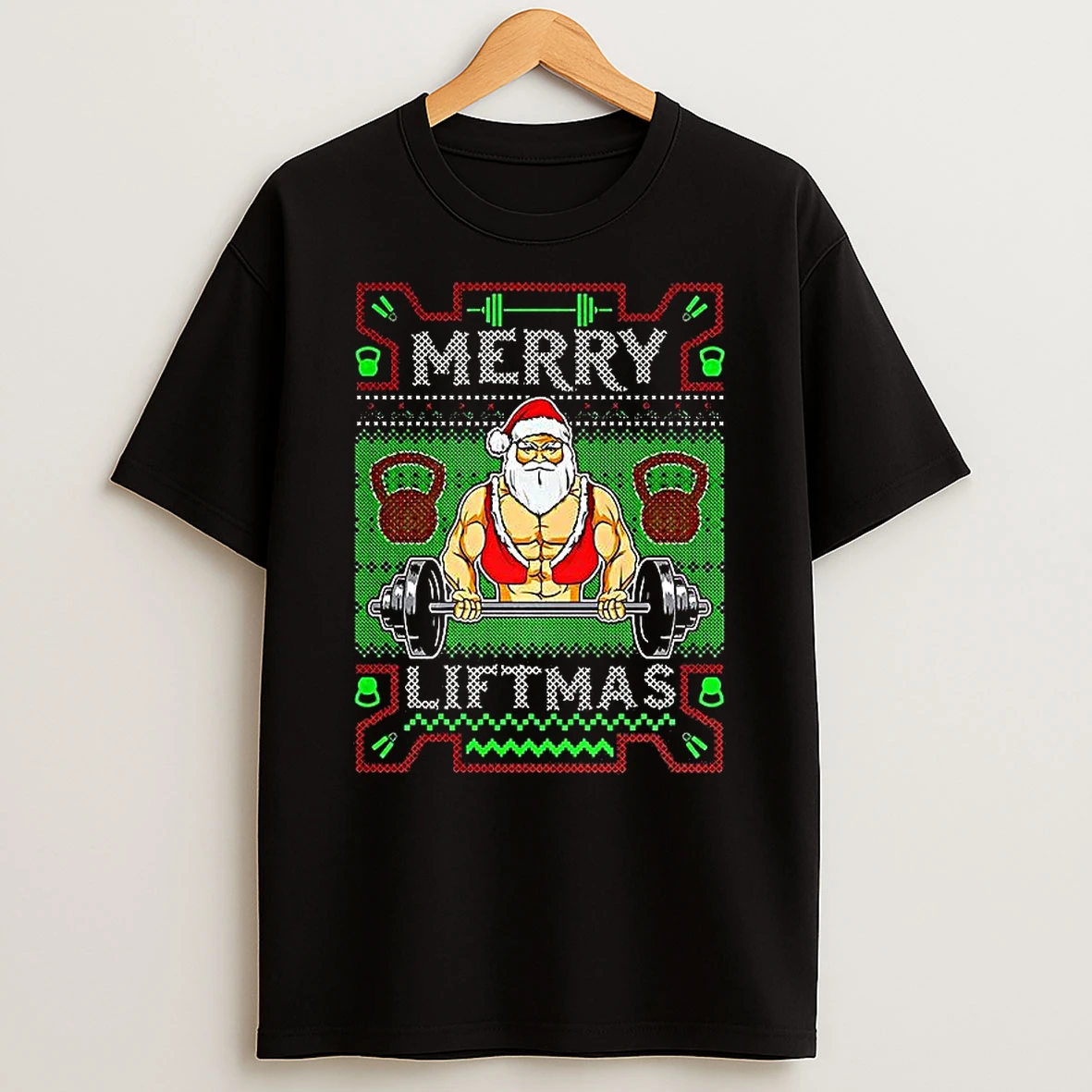 Santa Merry Liftmas Strength Christmas T Shirt