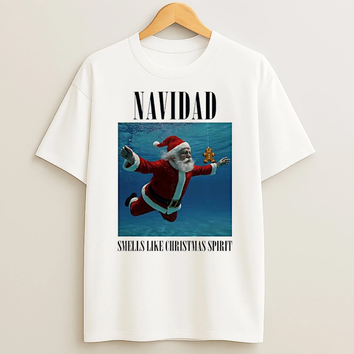 Santa Navidad Smells Like Christmas Spirit Nirvana Parody T Shirt