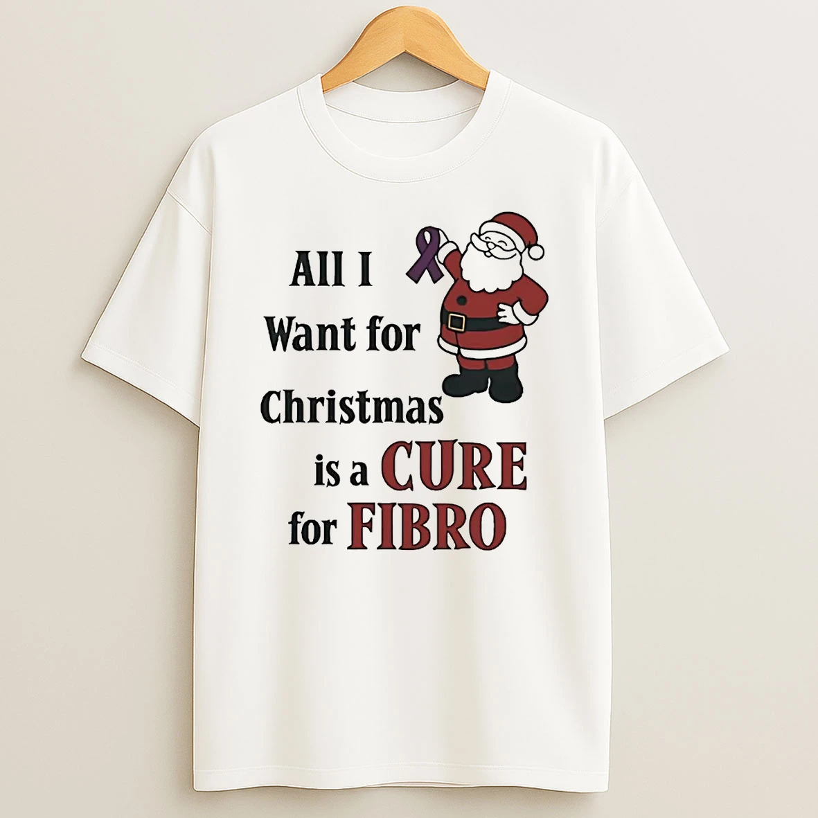 Santa All I Want For Christmas Is A Cure For Fibro T Shirt