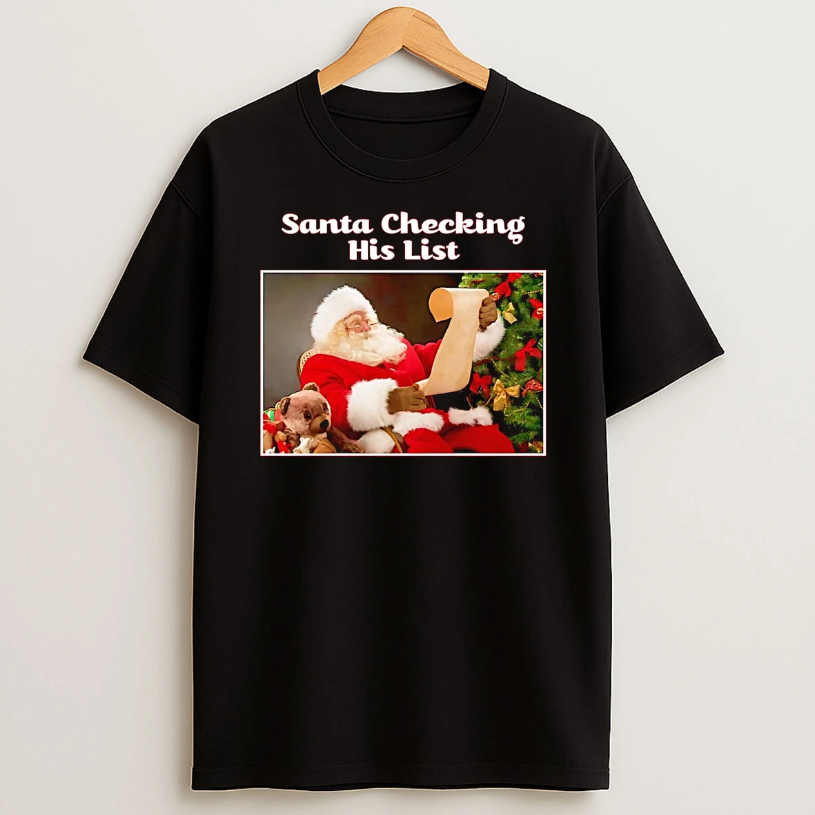 Santa Checking His List Christmas T Shirt
