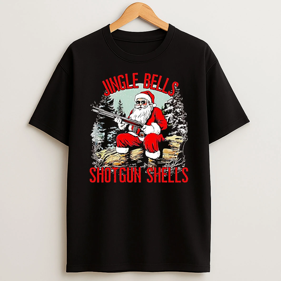 Santa Jingle Bells Shotgun Shells Christmas T Shirt