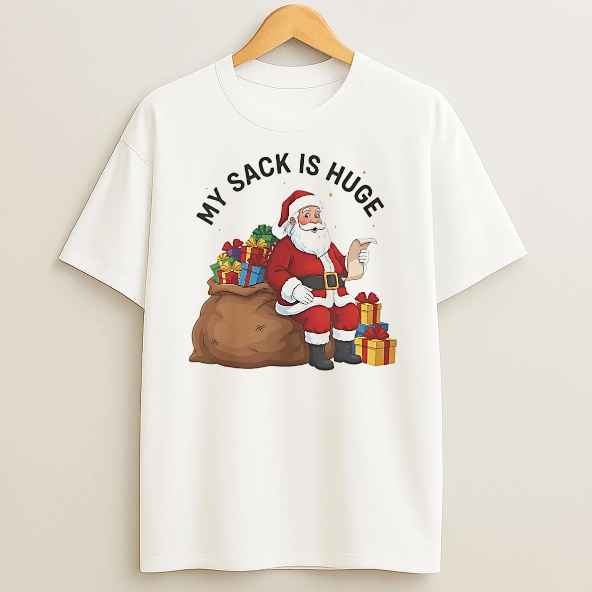 Santa My Sack Is Huge Christmas T Shirt