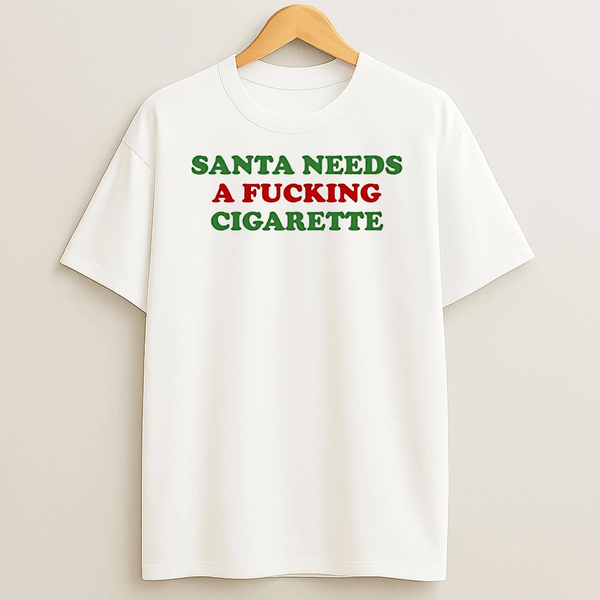 Santa Needs A Fcking Cigarette Circle T Shirt