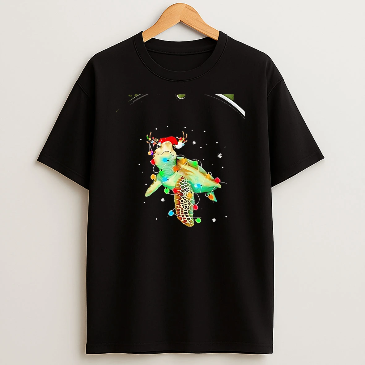 Santa Turtle Christmas Light Chriast T Shirt