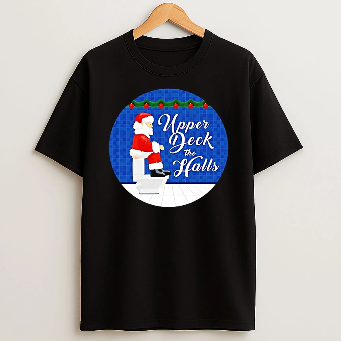 Santa Upper Deck The Halls T Shirt
