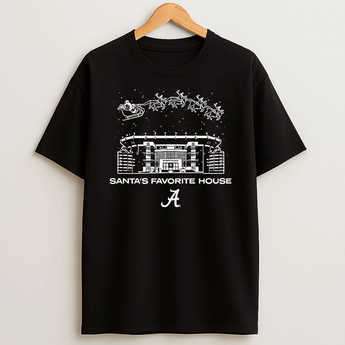 Santas Favorite House Alabama Crimson Tide Football Merry Christmas T Shirt