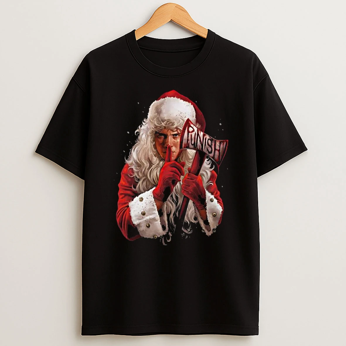Santas Watching Punish Axe Christmas T Shirt