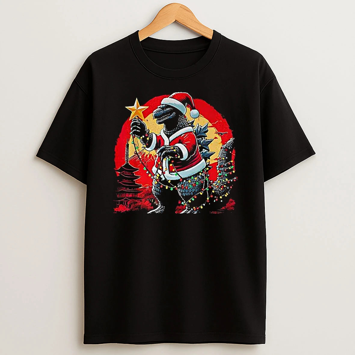Santazilla Godzilla Japanese Monster Kaiju Christmas Party T Shirt