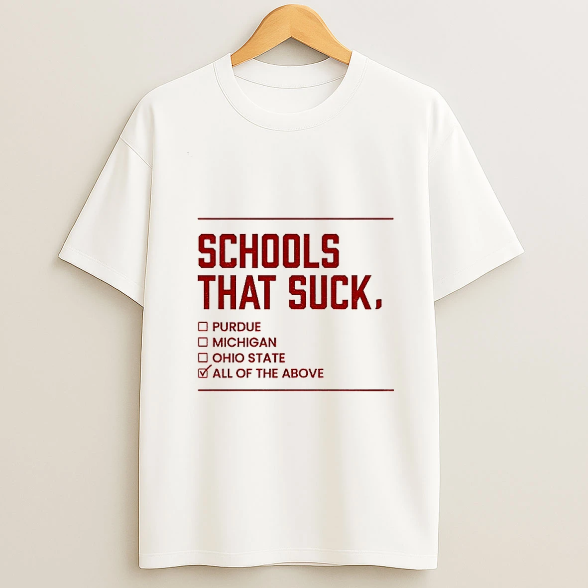 Schools That Suck Checkbox Indiana Hoosier Football Big10 Champions T Shirt