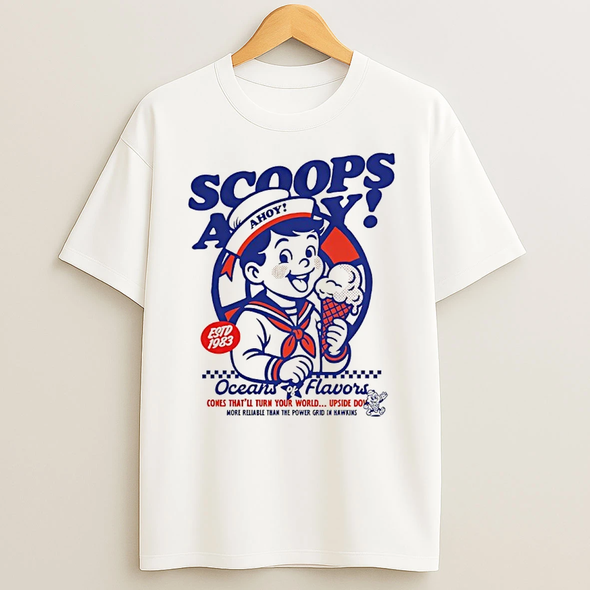 Scoops Ahoy Est 1983 Oceans And Flavors Stranger Things T Shirt