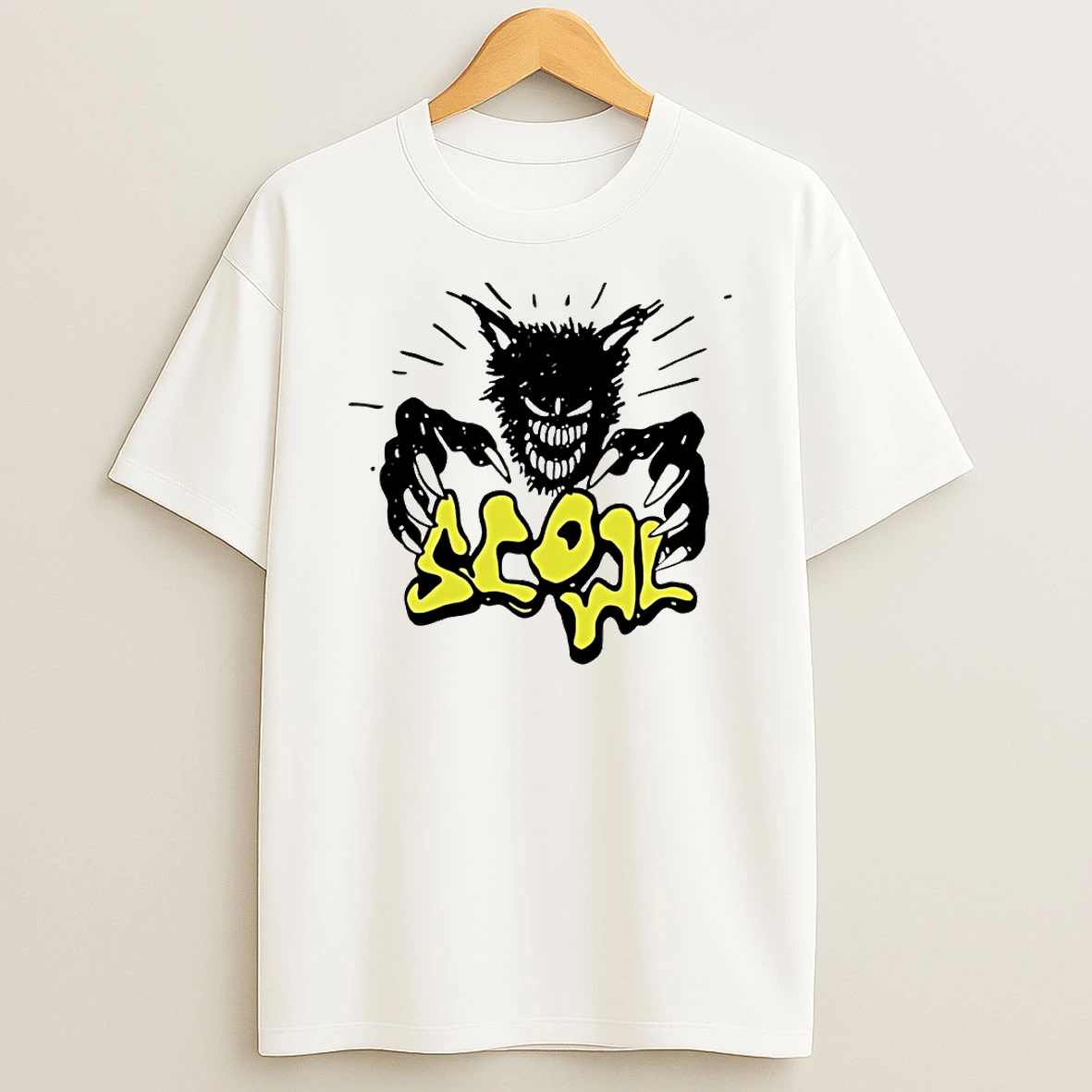 Scowl Scary Cat Circle T Shirt