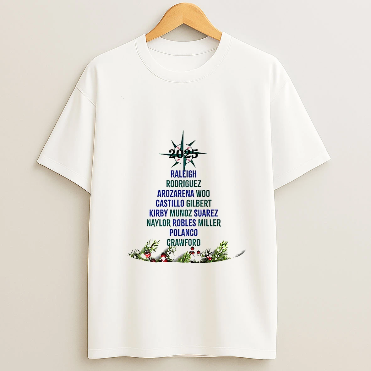 Seattle Mariners Player Tree 2025 Christmas T Shirt