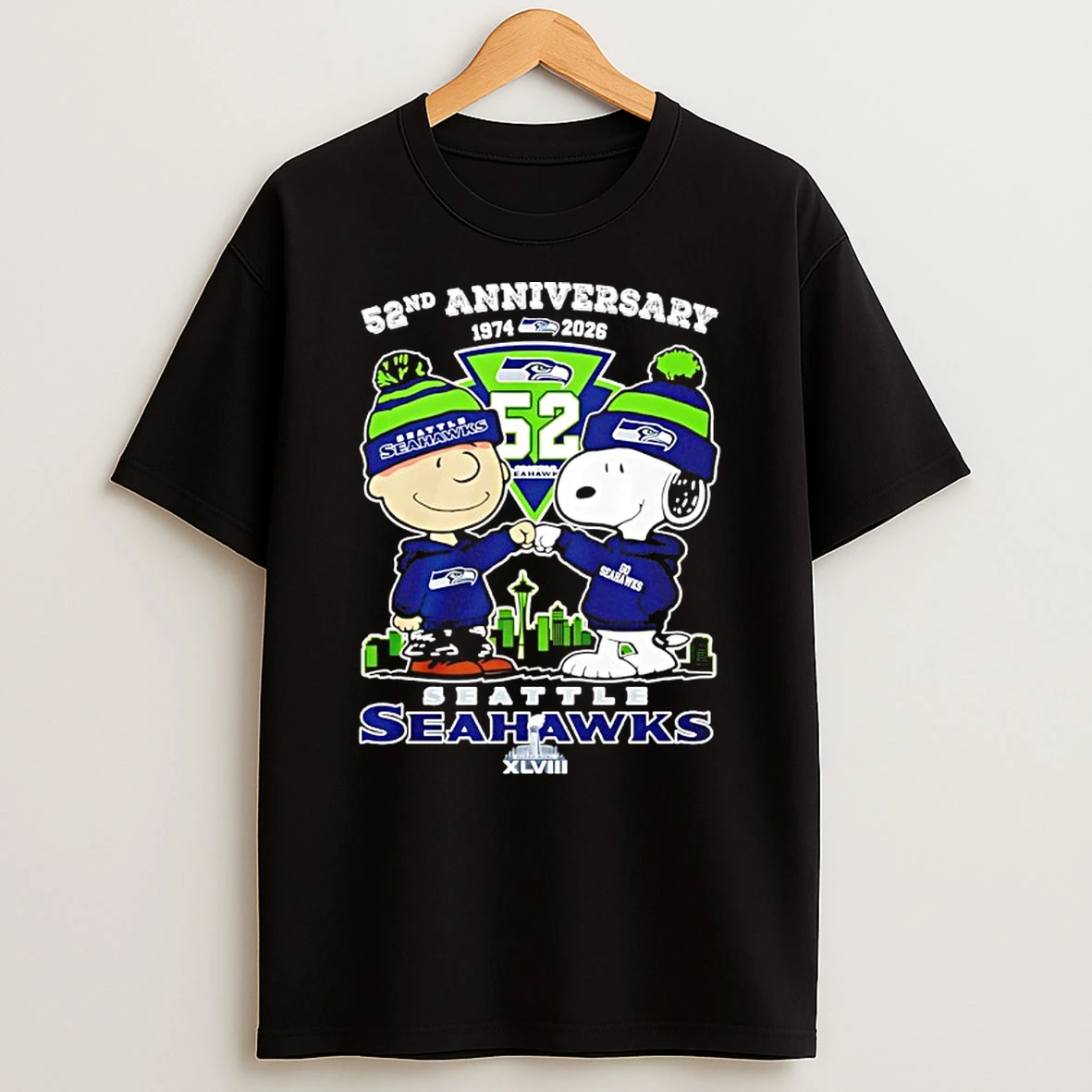 Seattle Seahawks 52rd Anniversary 1974 2025 Snoopy T Shirt
