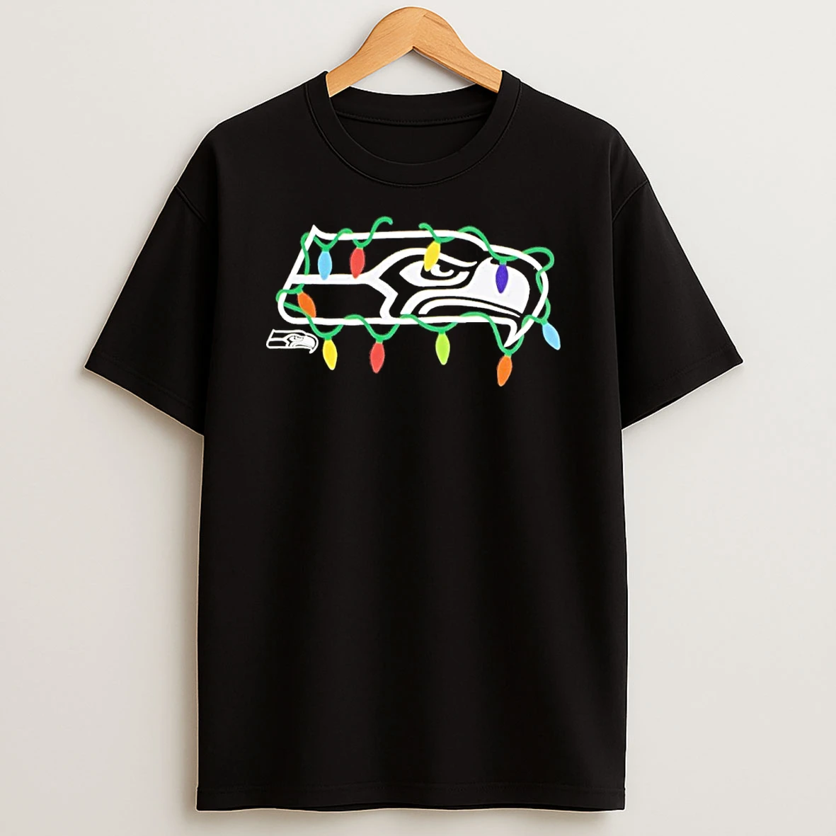 Seattle Seahawks Christmas Lights Logo T Shirt