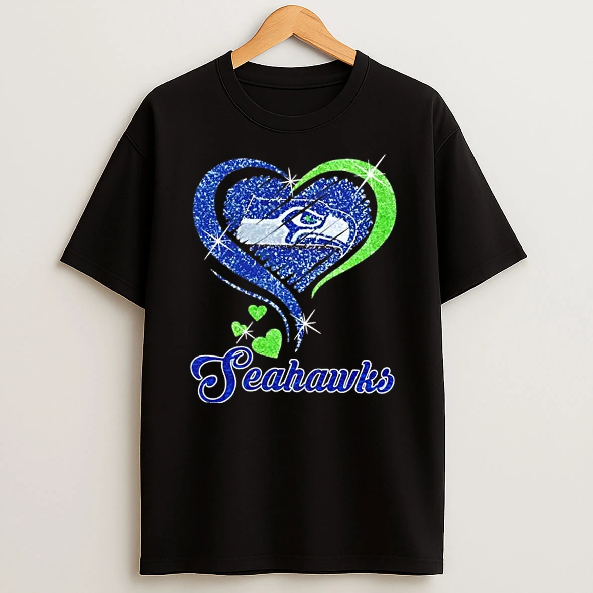 Seattle Seahawks Football In Glitter Heart Fans T Shirt