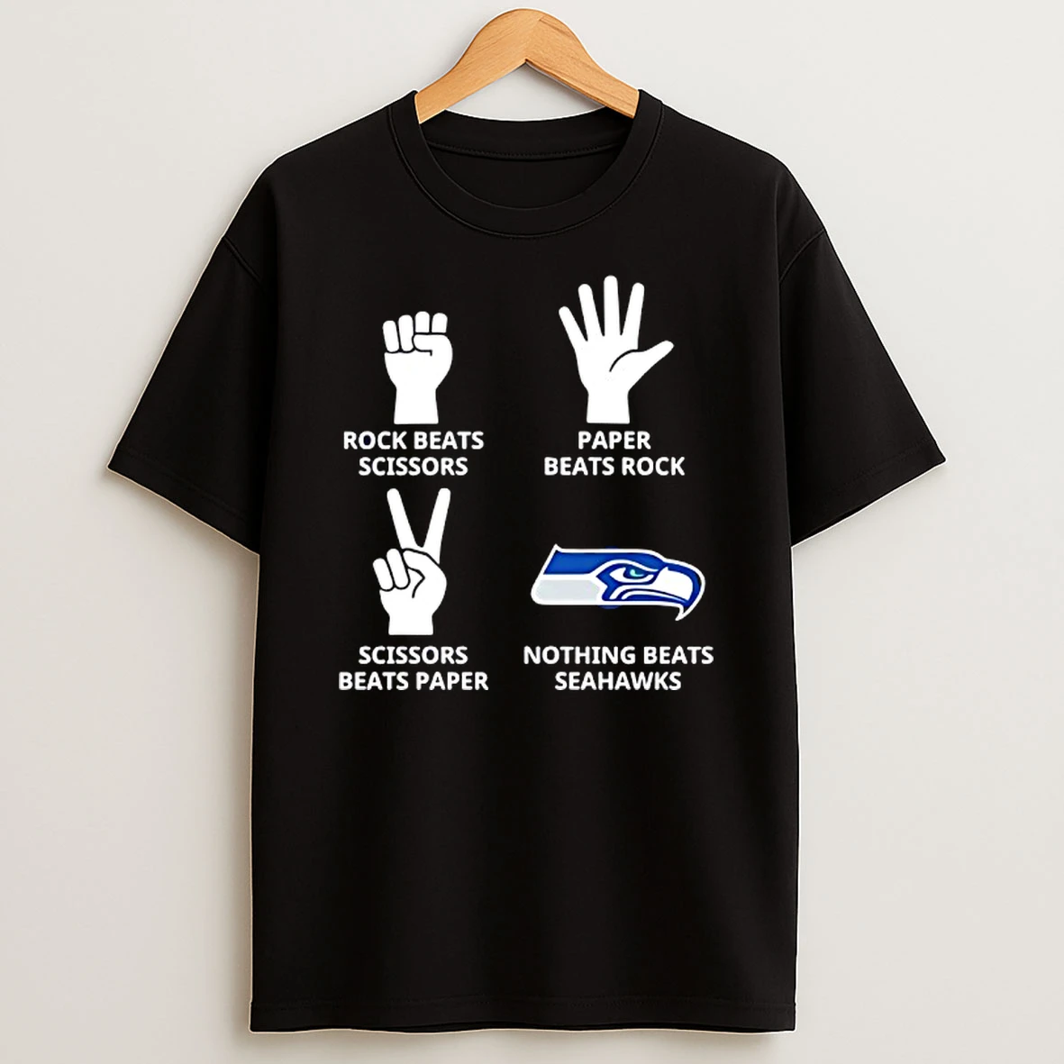 Seattle Seahawks Nothing Beats Rock Beats Scissors Paper Beats Rock Scissors Beats Paper T Shirt