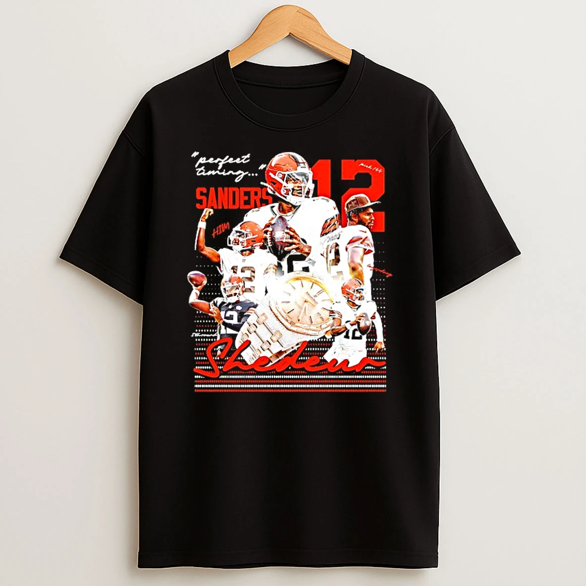 Shedeur Sanders 12 Cleveland Bronws Perfect Timing Graphic T Shirt