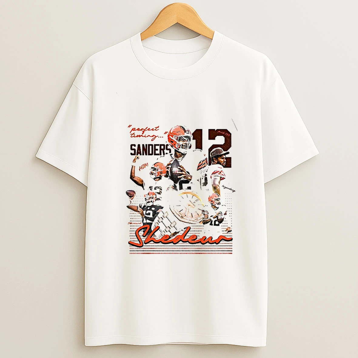 Shedeur Sanders 12 Perfect Timing Cleveland Browns Nfl Football 2025 Graphic T Shirt