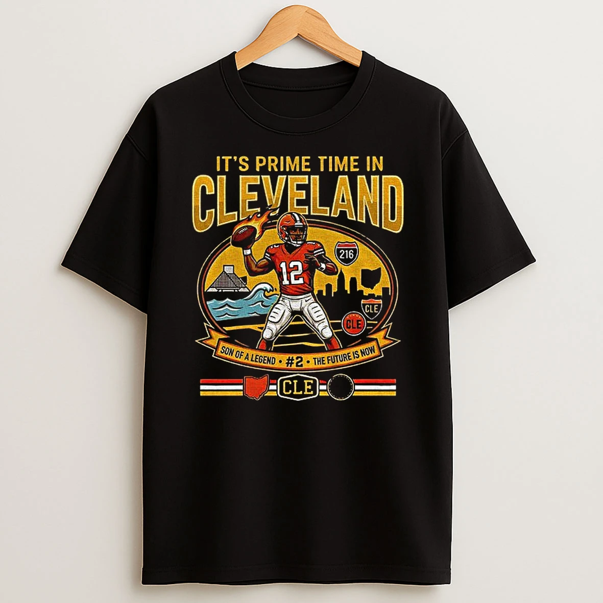 Shedeur Sanders Cleveland Browns Football Its Prime Time In Cleveland Son Of A Legend T Shirt