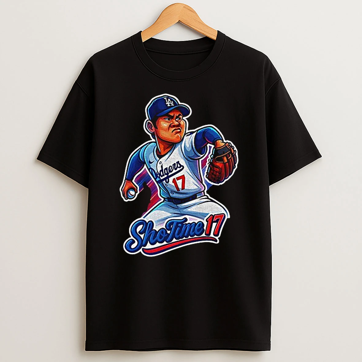 Shohei Ohtani La Dodgers Cartoon Caricature Los Angeles Dodgers Mlb Baseball T Shirt