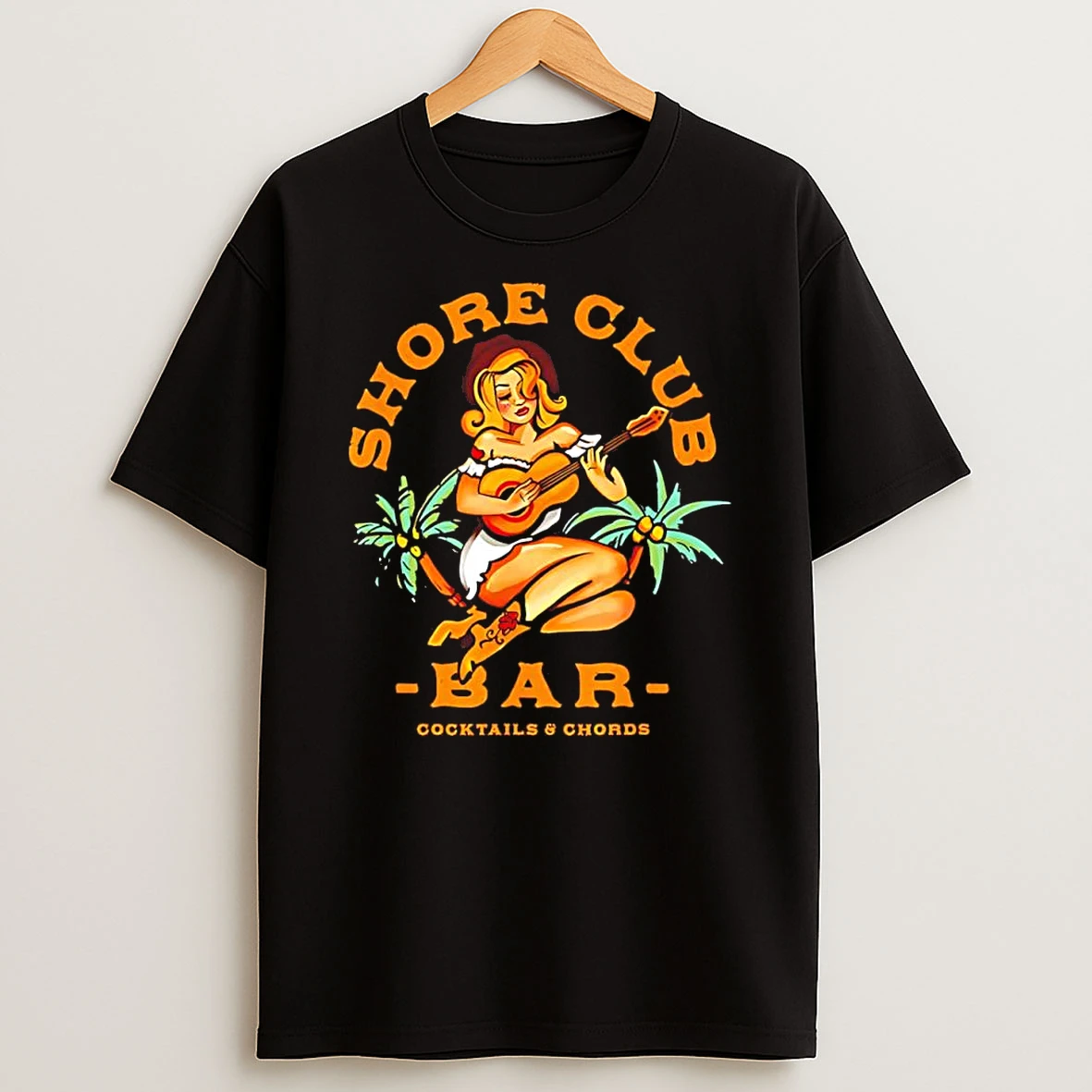 Shore Club Cocktails And Chords Dive Bar Music Lover Guitar Girl T Shirt