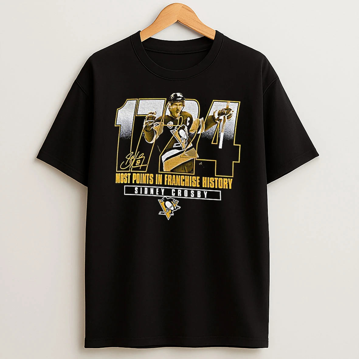 Sidney Crosby Pittsburgh Penguins Nhl Most Points In Franchise History Signature T Shirt