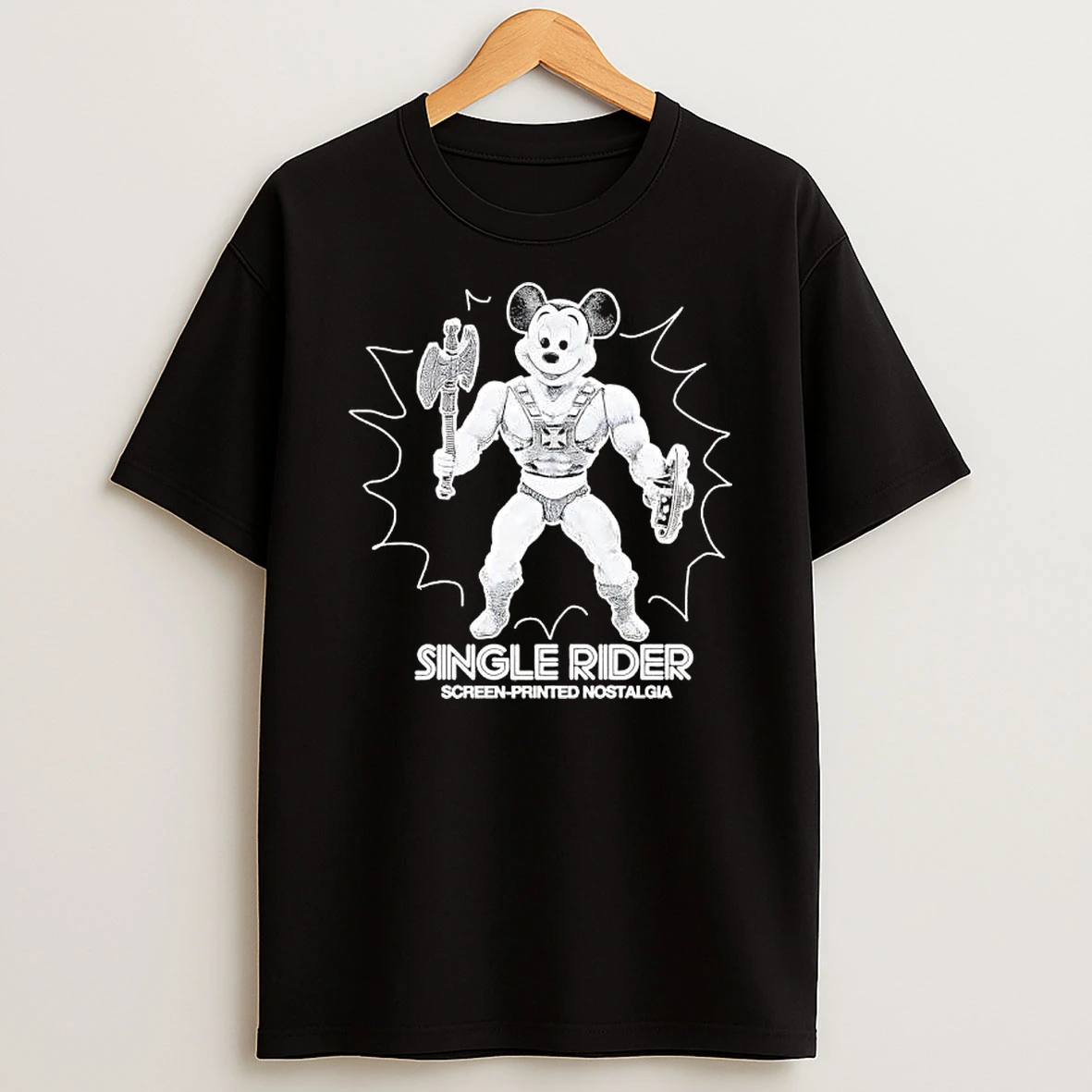 Single X Mickey Mouse Screen Printed Nostalgia Graphic T Shirt