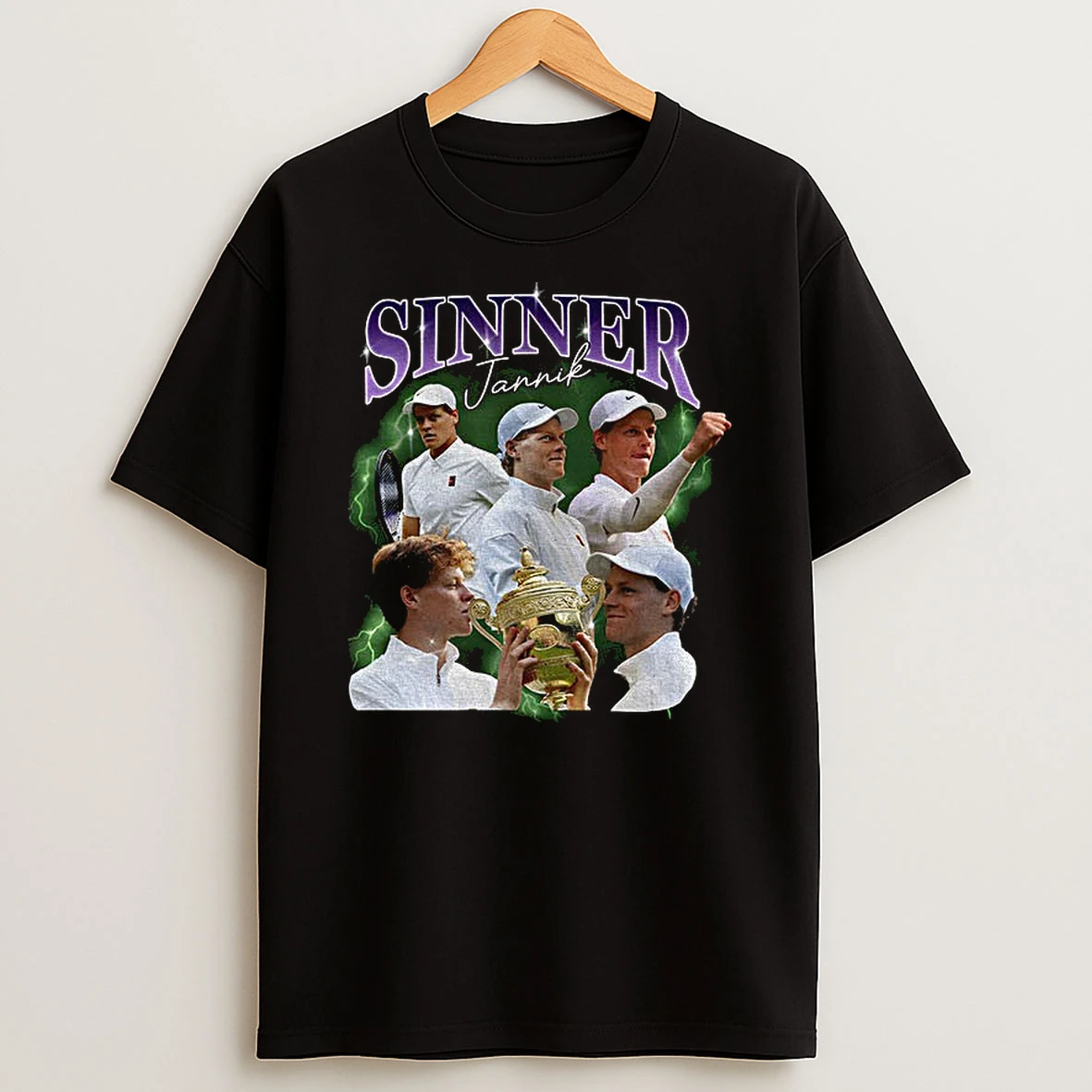 Sinner Jannik Champion 2025 Wimby Bootleg Graphic T Shirt