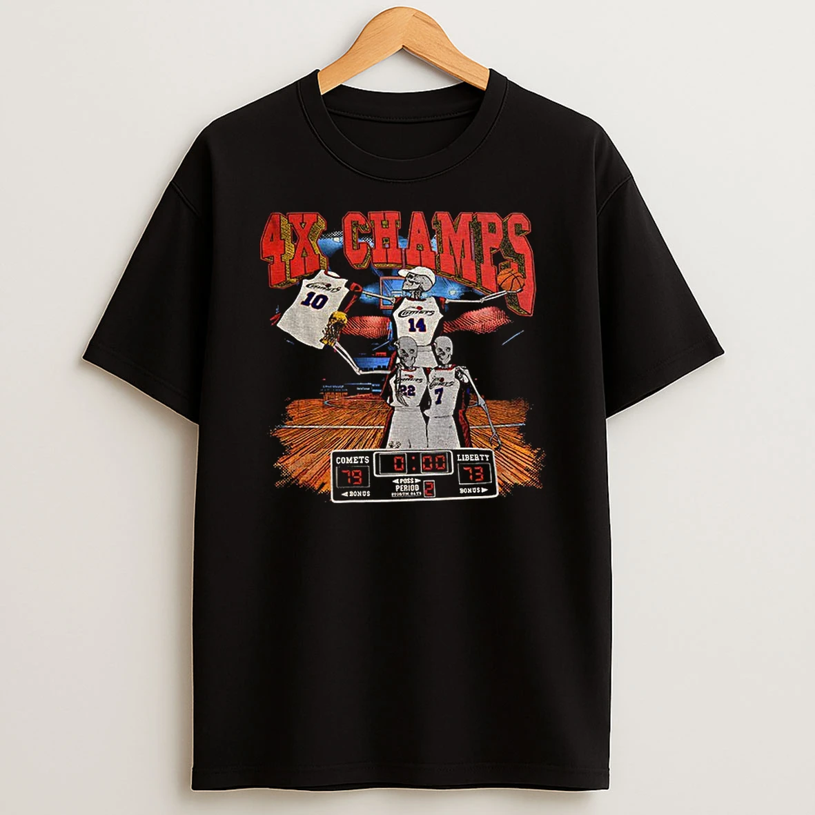 Skeleton Houston Cougars 4x Champs Basketball T Shirt