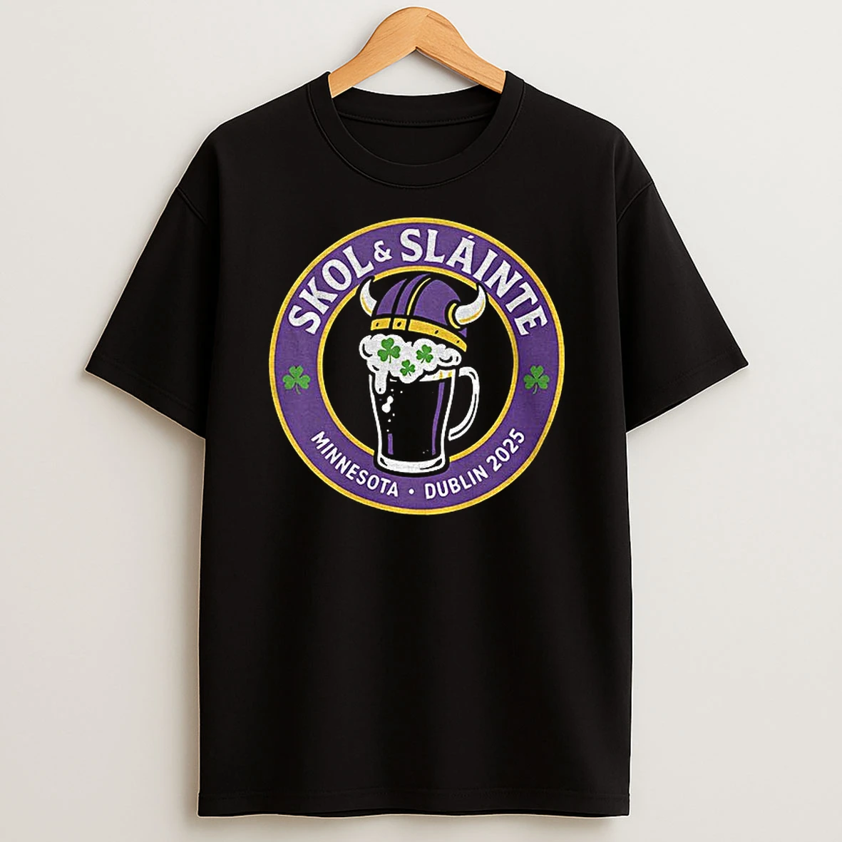 Skol And Slainte Minnesota Vikings X Dublin 2025 Logo T Shirt
