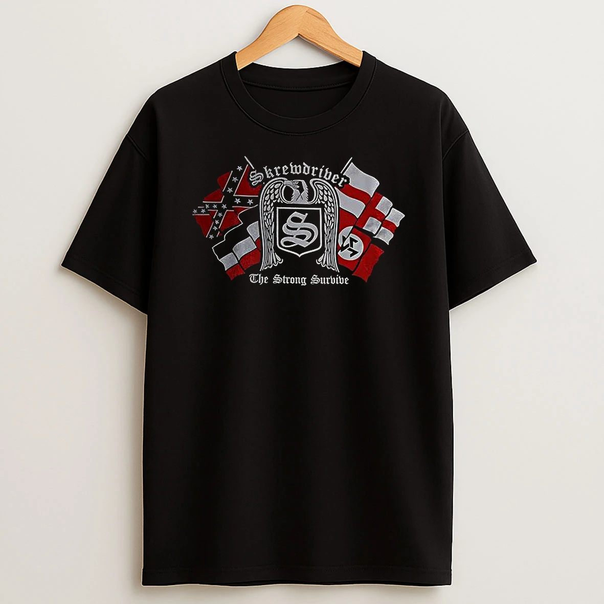 Skrewdriver The Strong Survive Flag T Shirt