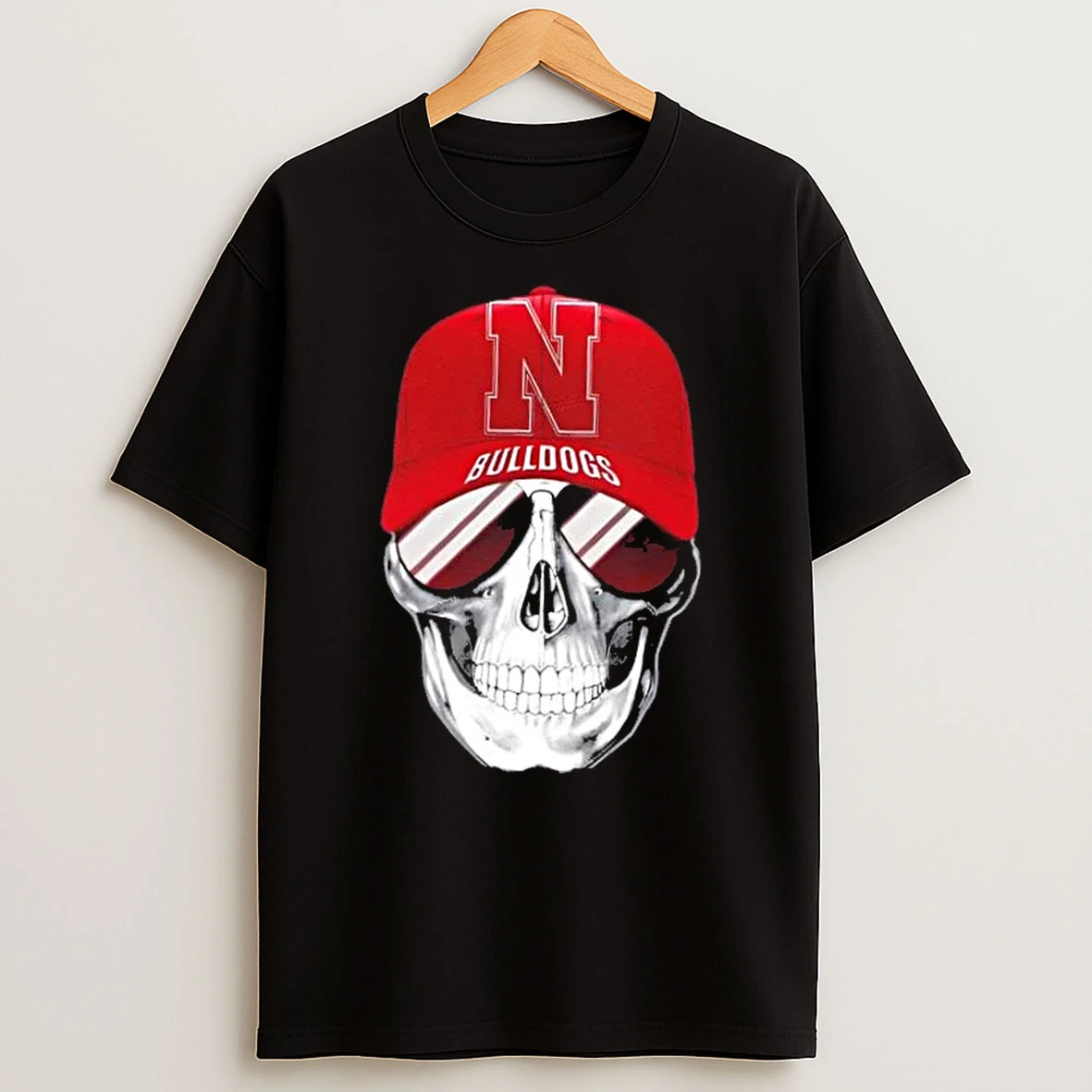 Skull Wearing A Cap Nebraska Cornhuskers And Smiling With Fans T Shirt