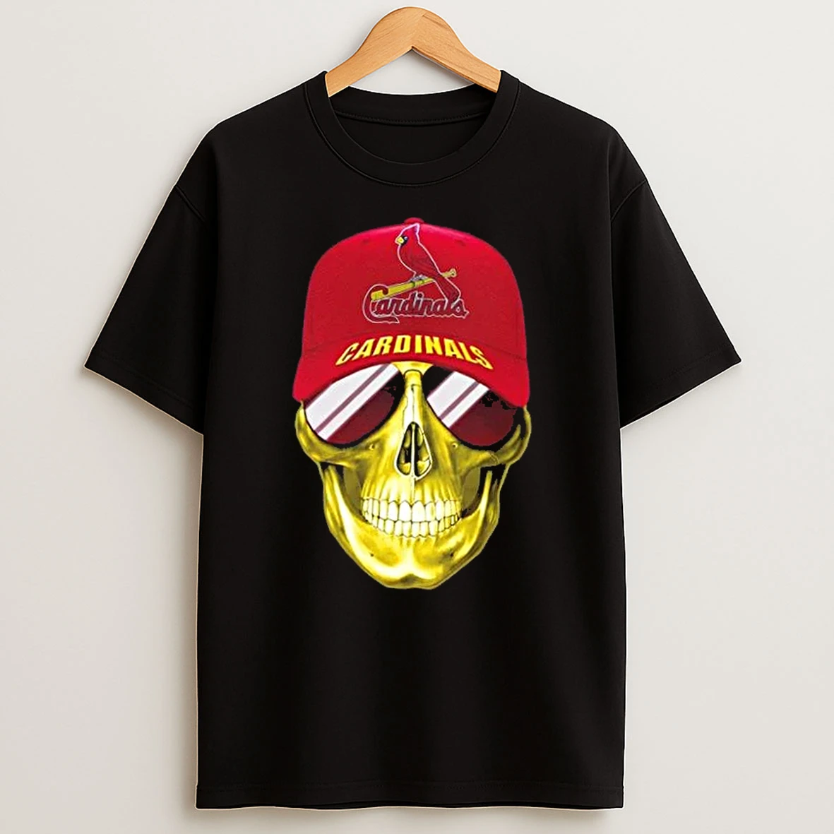 Skull Wearing A Cap St Louis Cardinals And Smiling With Fans T Shirt
