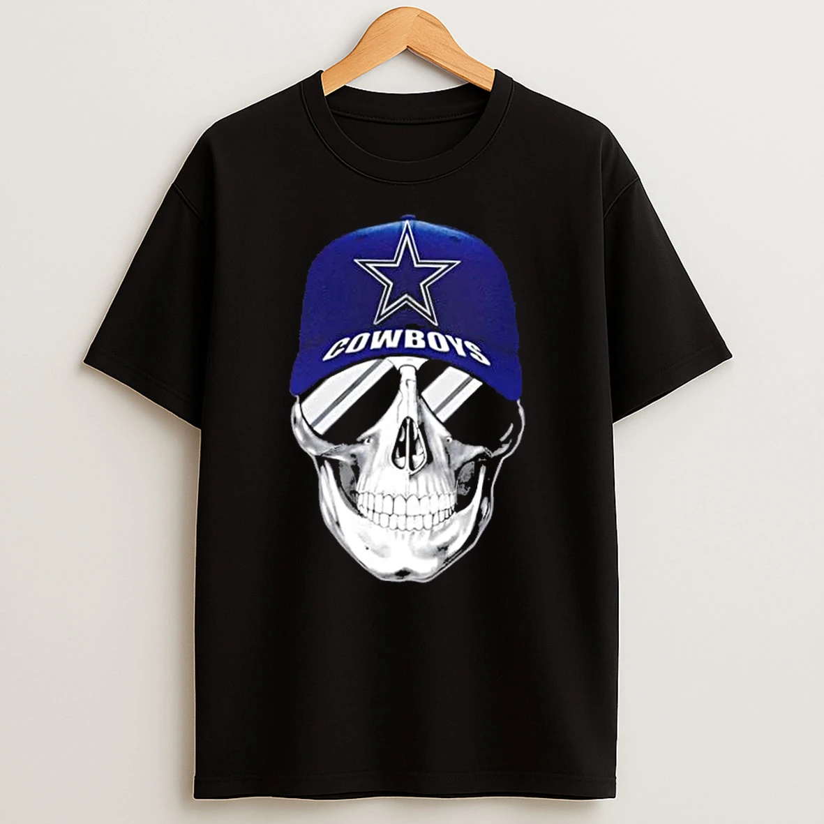 Skull Wearing A Cap And Smile Dallas Cowboys Fans T Shirt