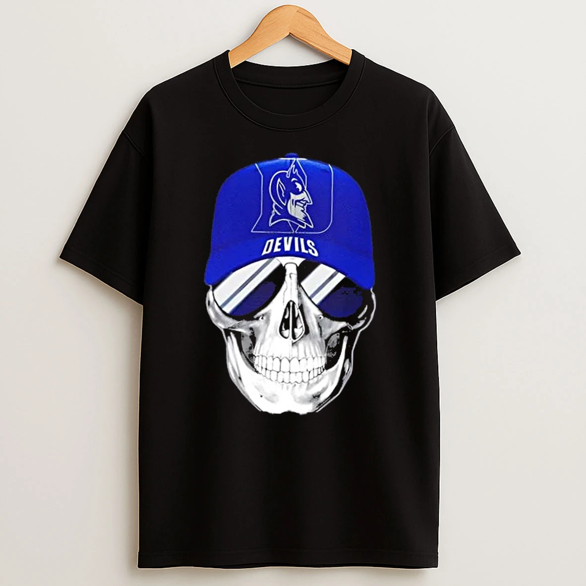 Skull Wearing A Cap And Smile Duke Blue Devils Fans T Shirt