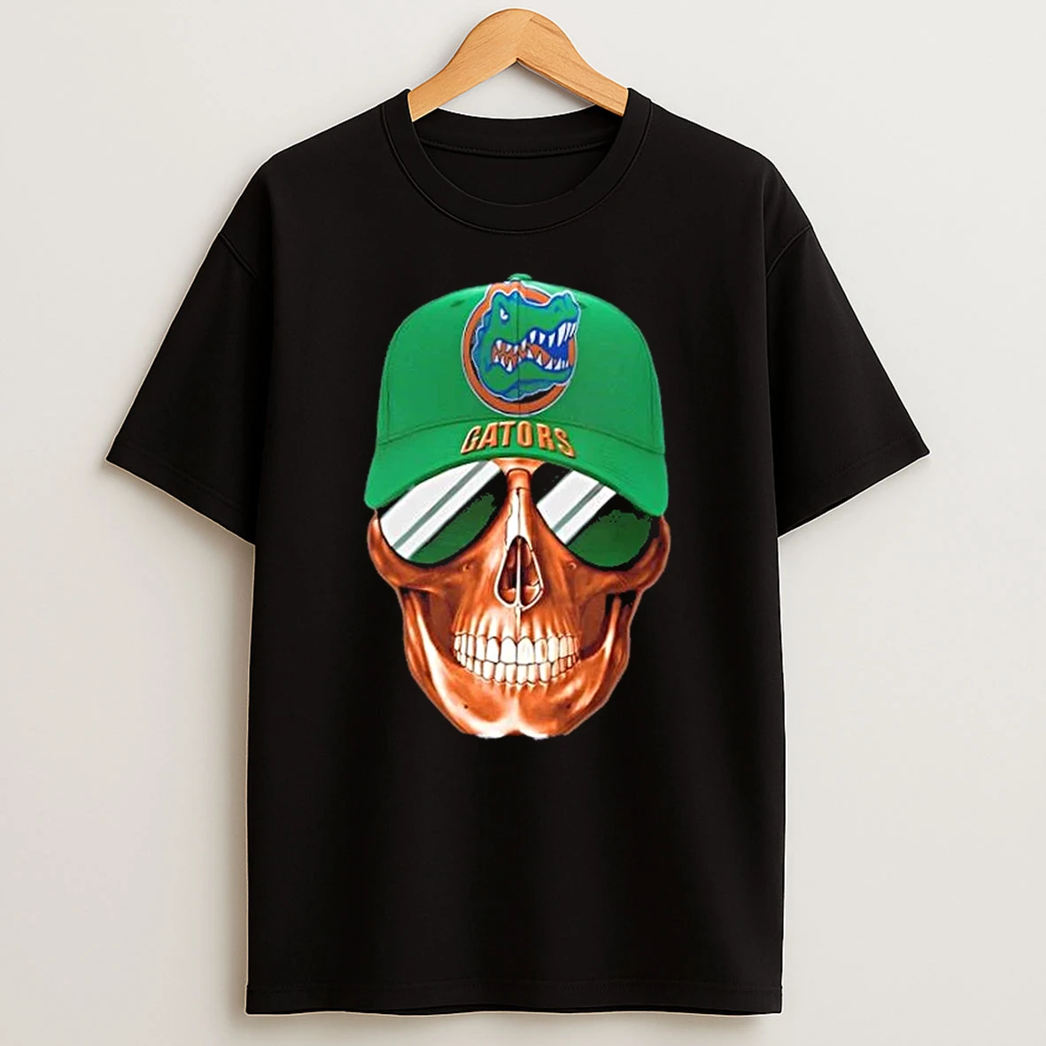 Skull Wearing A Cap And Smile Florida Gators Fans T Shirt