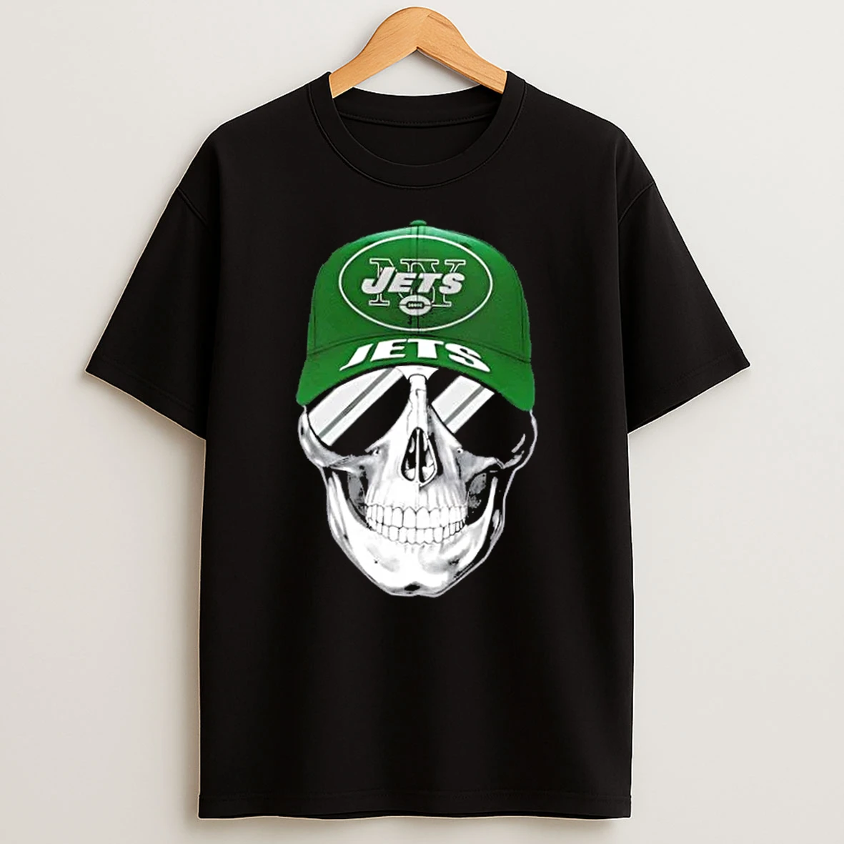 Skull Wearing A Cap And Smile New York Jets Fans T Shirt