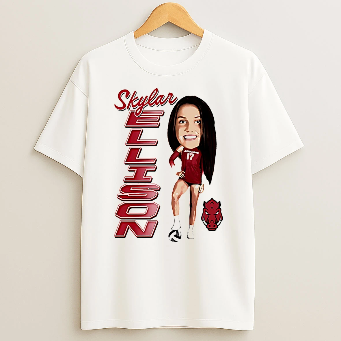 Skylar Ellison Arkansas Razorbacks Caricature T Shirt