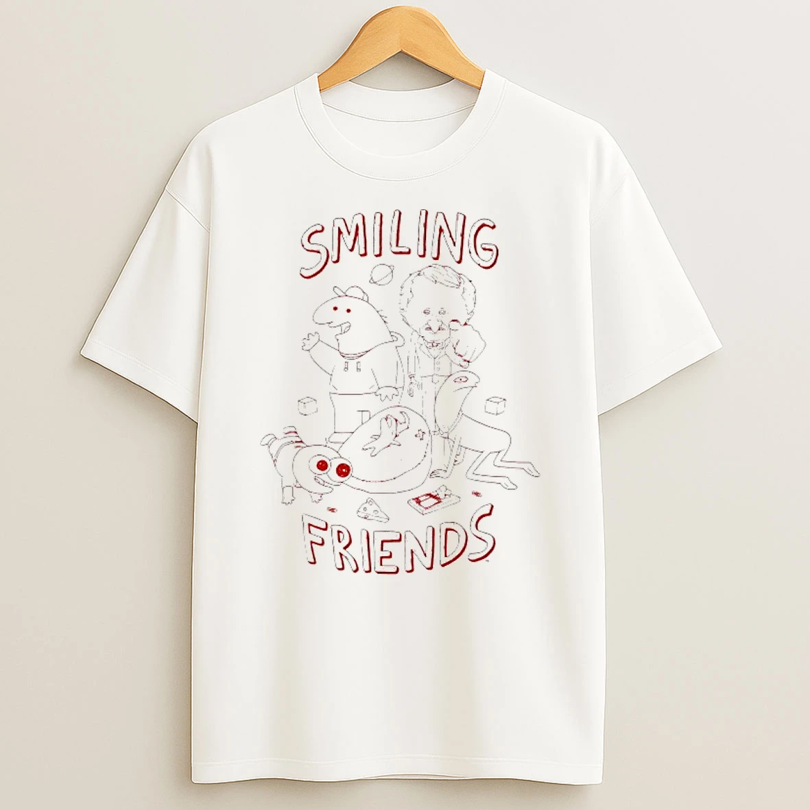 Smiling Friends Group Line Characters T Shirt