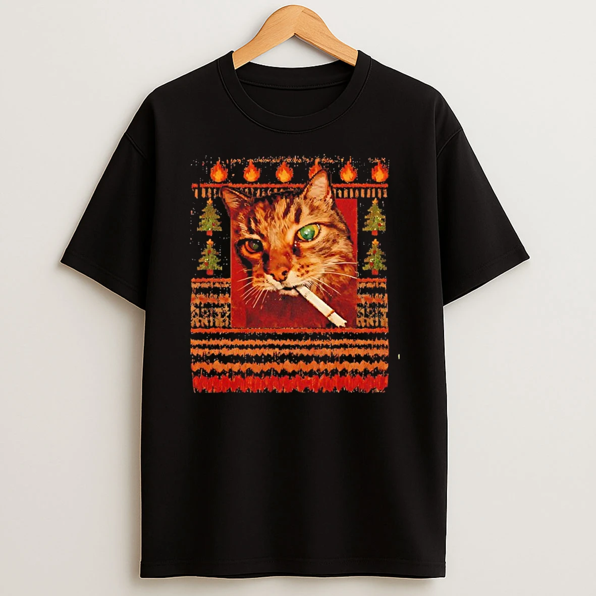 Smoking Cat Meme Ugly Christmas T Shirt