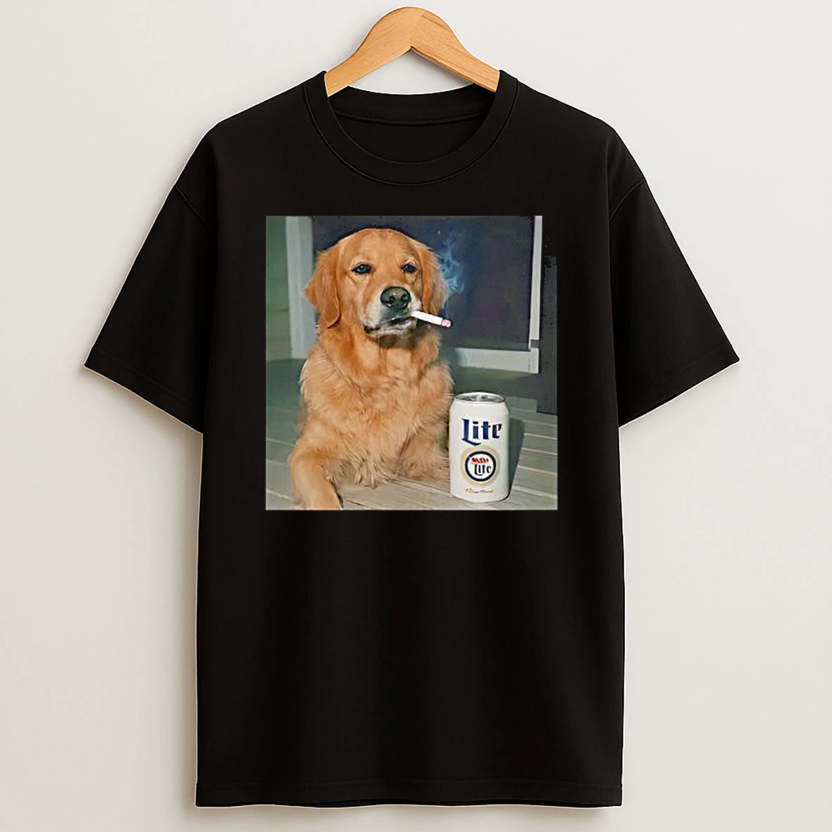 Smoking Golden Retriever Funny Dog Meme T Shirt