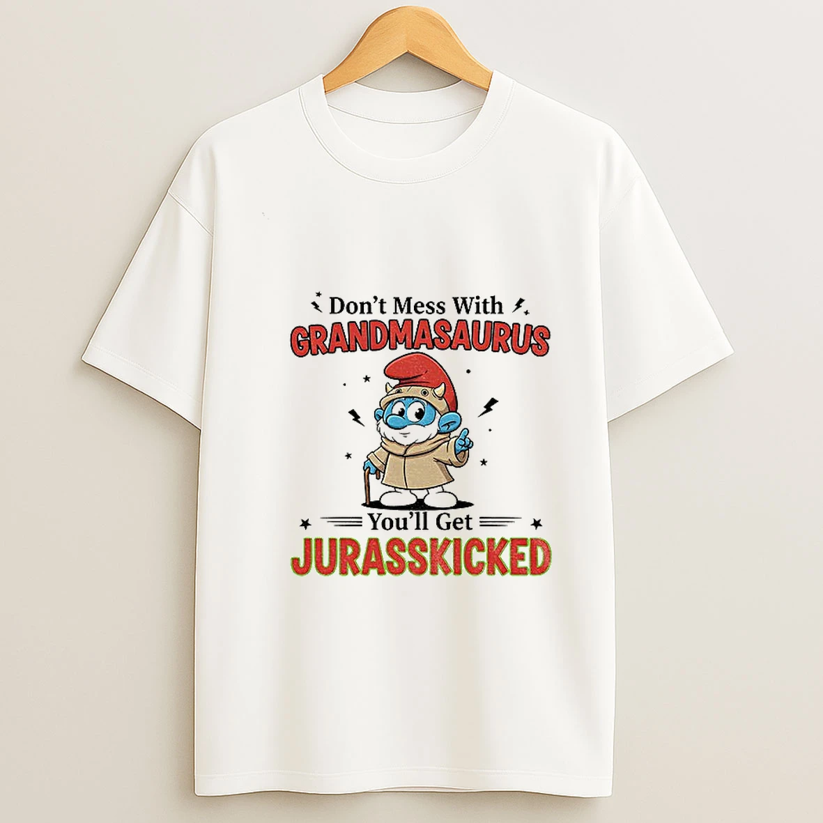 Smurf Dont Mess With Grandmasaurus You Get Jurasskicked Christmas T Shirt
