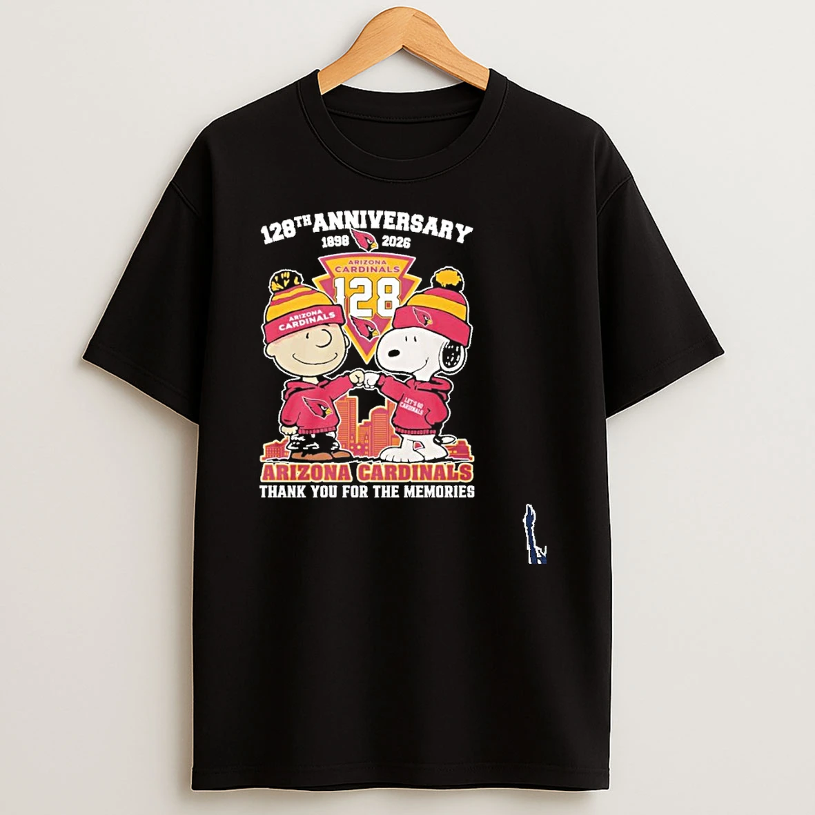 Snoopy And Charlie Brown Fist Bump X Arizona Cardinals 128th Anniversary 1898 2026 T Shirt