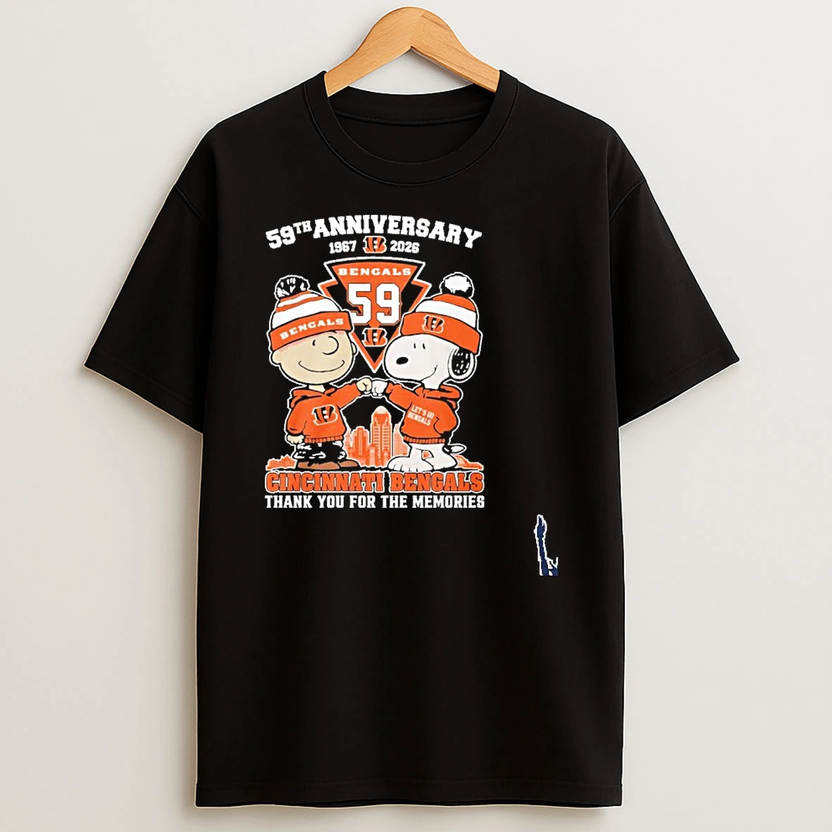 Snoopy And Charlie Brown Fist Bump X Cincinnati Bengals 59th Anniversary 1967 2026 T Shirt