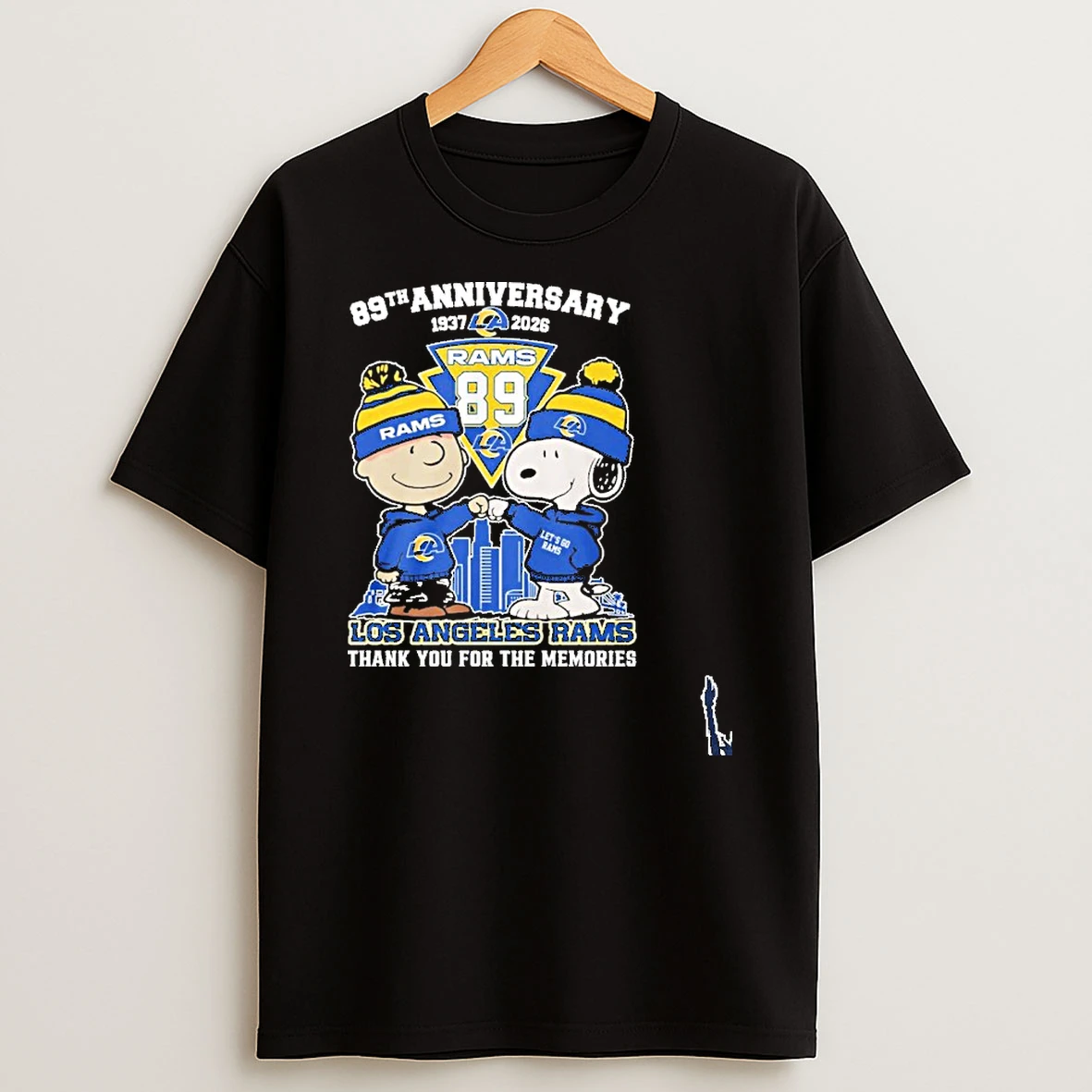 Snoopy And Charlie Brown Fist Bump X Los Angeles Rams 89th Anniversary 1937 2026 T Shirt