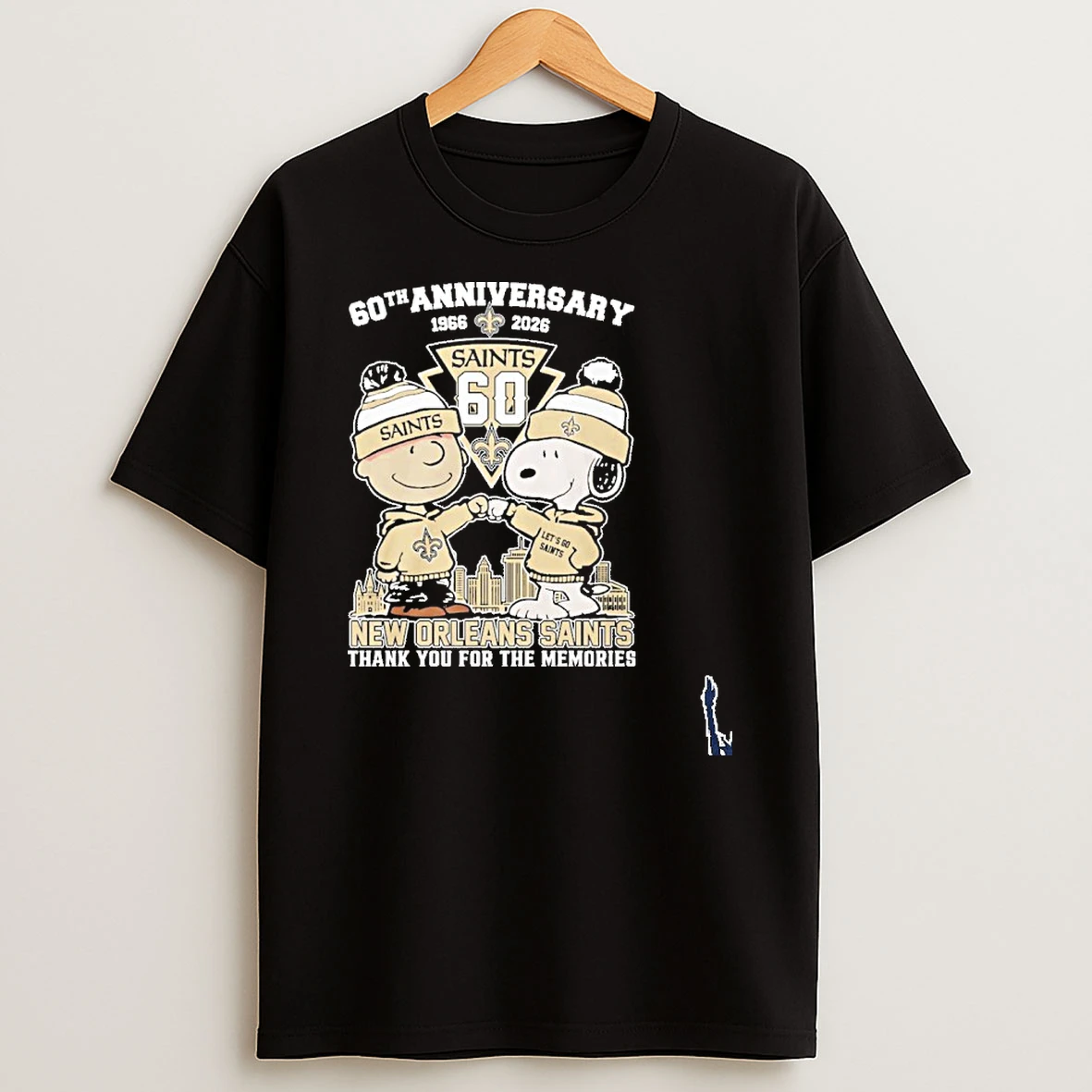 Snoopy And Charlie Brown Fist Bump X New Orleans Saints 60th Anniversary 1966 2026 T Shirt