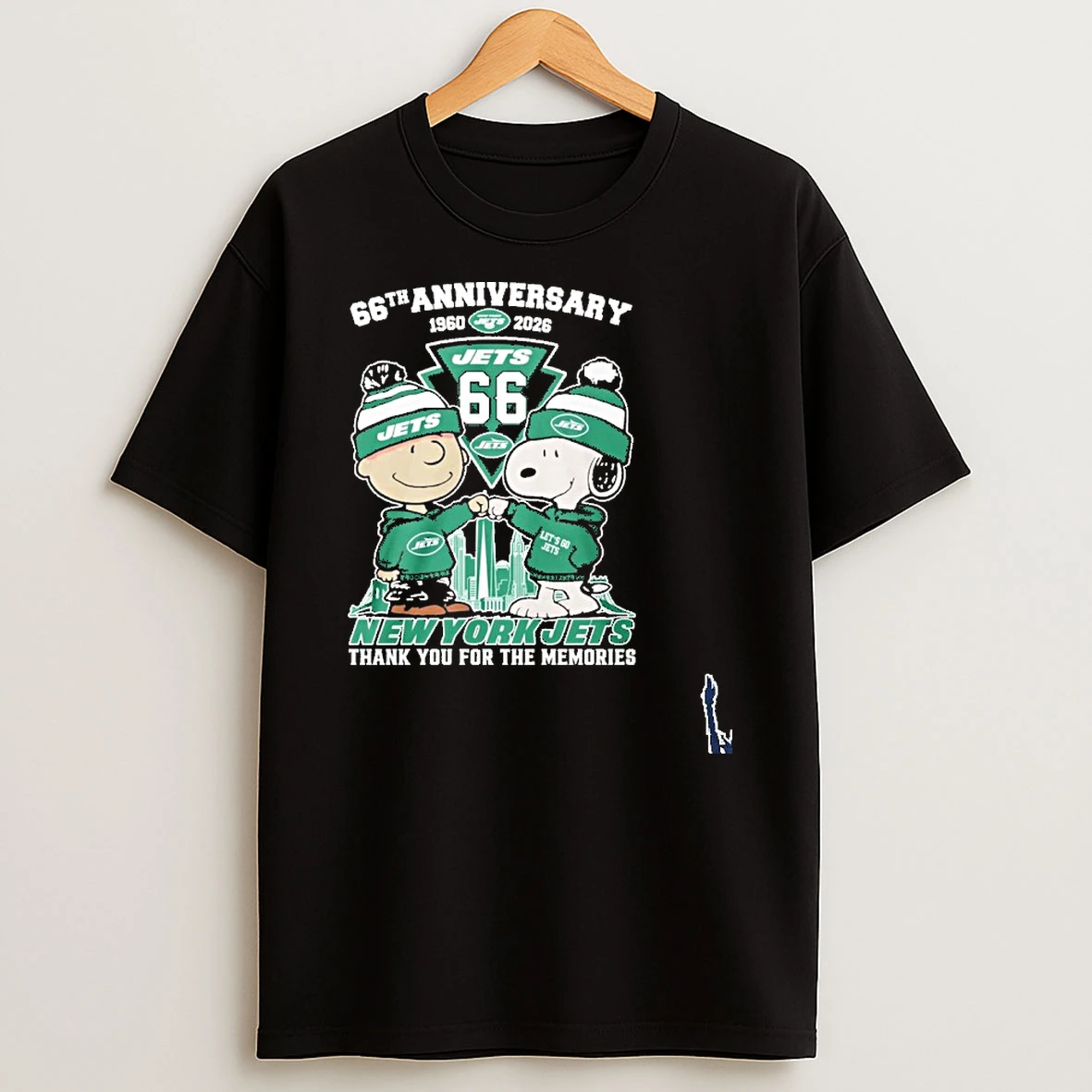 Snoopy And Charlie Brown Fist Bump X New York Jets 66th Anniversary 1960 2026 T Shirt