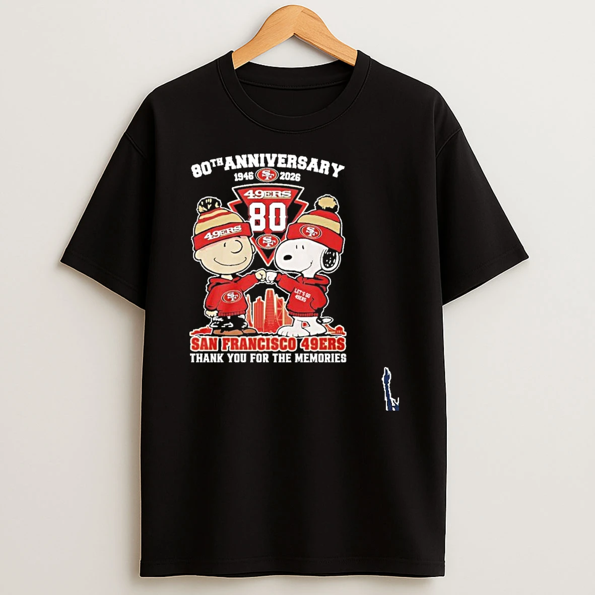 Snoopy And Charlie Brown Fist Bump X San Francisco 49ers 80th Anniversary 1946 2026 T Shirt