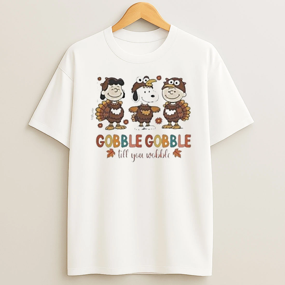 Snoopy And Friends Cosplay Turkey Gobble Gobble Till You Wobble Thanksgiving T Shirt