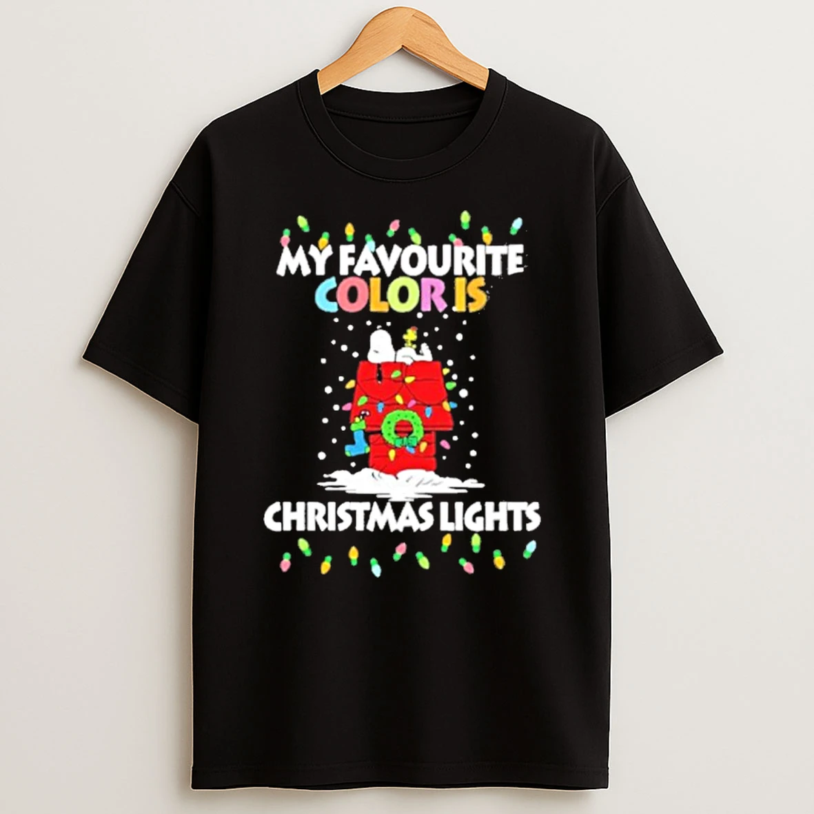 Snoopy Home My Favorite Color Is Christmas Lights T Shirt